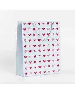 Пакет подарочный Сердечки 25 5x36 см цвет белый красный Симфония