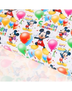 Бумага упаковочная глянцевая С днем рождения Микки Маус 60х90 см Disney