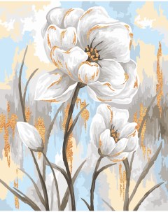 Картина по номерам с поталью 40х50 см Белые цветы Delart