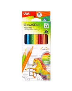 Карандаши цветные Enovation 3 гран пластик 2 упаковки по 12 цветов Deli