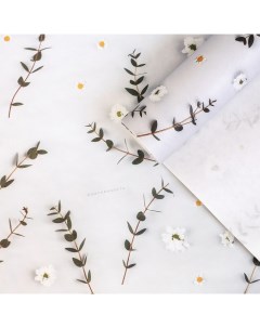 Бумага упаковочная крафтовая Цветы 70 х 100 см Дарите счастье