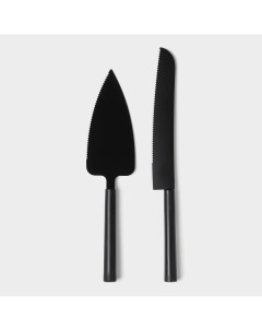 Набор кондитерских инструментов black 2 предмета лопатка длина лезвия 12 5 см нож длина лезвия 16 5  Доляна