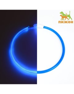 Ошейник кольцо с подсветкой зарядка от usb до 70 см 3 режима свечения голубой Пижон