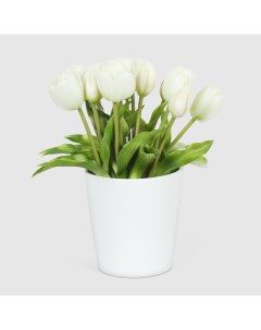 Букет тюльпанов в белом кашпо 10149_x2 28 см Конэко-о