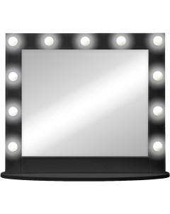 Зеркало 800х700 ЗГП43 гримерное с подсветкой Черное с механическим выключателем Континент