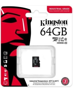 Промышленная карта памяти microSDXC 64 Гб Class 10 UHS I U3 V30 A1 TLC в режиме pSLC темп режим от 4 Kingston