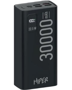 Мобильный аккумулятор EP 30000 30000mAh 3A QC PD 5xUSB черный EP 30000 BLACK Hiper