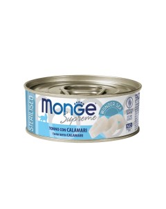 Корм для кошек Supreme sterilized для стерилизованных тунец с кальмаром банка 80г Monge