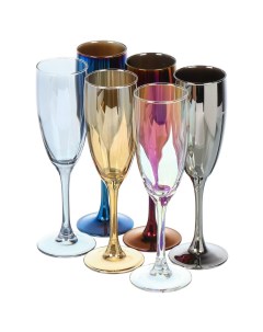 Бокал для шампанского 170 мл стекло 6 шт Радуга Микс 9 RN_1687M_9 Glasstar