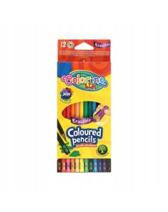 Набор карандашей цветных 12 цветов стираемые с ластиком Colorino