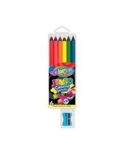 Набор карандашей цветных JUMBO 6 цветов неоновые с точилкой Colorino