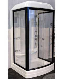 Душевая кабина Диана 108х118 профиль черный стекло прозрачное с гидромассажем Radomir