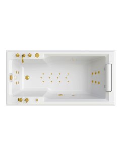 Акриловая ванна Русильон 180х90 с подголовником и гидромассажем белый золото Radomir