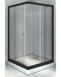 Душевой уголок Респект 100х100 профиль черный стекло прозрачное с низким поддоном Radomir