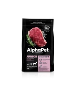 Junior Корм сух говядина с рисом д щенков крупных пород с 6 мес до 1 5лет 3кг Alphapet