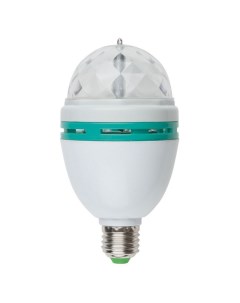 Лампа светодиодная Disco проектор 3Вт RGB E27 белый Volpe