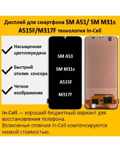 Дисплей Samsung A51 Samsung M31s для смартфона Samsung A51 M31s черный Telaks