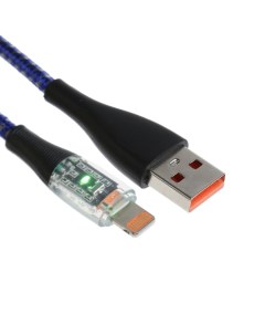 Кабель 2 А Lightning USB прозрачный оплётка нейлон 1 м серый Sima-land