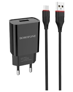 Зарядное устройство Borofone BA20A Sharp 1xUSB 2 1А кабель Type C Black 6931474702142 Nobrand