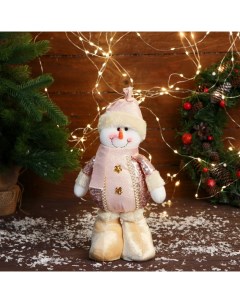 Мягкая игрушка Снеговик в костюме с цветочками стоит 13х27 см Зимнее волшебство