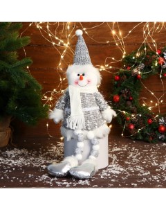 Мягкая игрушка Снеговик в колпаке и шарфике ножки бусинки 15х39 см Зимнее волшебство