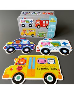 Пазл деревянный Транспорт Puzzle transport 6 в наборе Belvedere kids