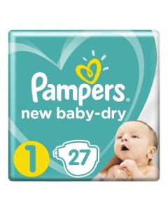 Подгузники New Baby Dry 1 2 5 кг 27 шт Pampers