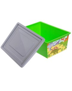 Ящик для игрушек с крышкой Дино Стегозавр объём 30 л цвет салатовый Соломон