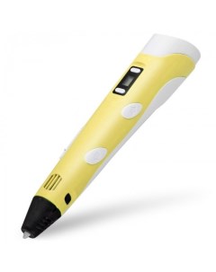 3D ручка Pen 2 для детей дисплей и набор пластика 3 цвета 9 метров желтый Nobrand