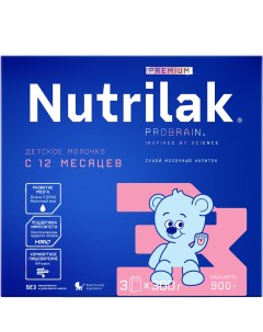 Детская смесь Premium 3 сухая с 12 месяцев 900 г Nutrilak