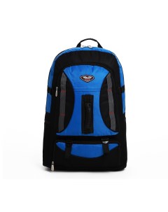 Рюкзак туристический на молнии 4 наружных кармана цвет синий чёрный Nobrand
