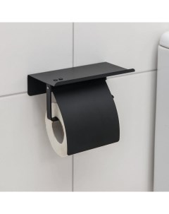 Держатель для туалетной бумаги с полочкой 18x10 3x14 см цвет чёрный Сима-ленд