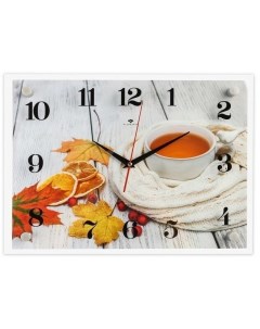 Часы настенные серия Кухня Чай на даче осенью плавный ход 30 х 40 см Nobrand