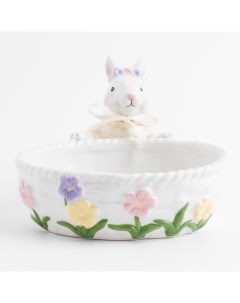 Конфетница 18x13 см керамика Кролик с цветочным венком Easter Kuchenland