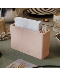 Салфетница интерьерная с органайзером для зубочисток Lina розовая Musko home