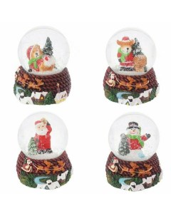 Фигурка декоративная в стеклянном шаре Дед Мороз Мишка Олень L4 5 W4 5 H6 см Oldim-6651