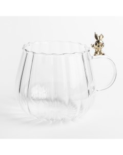Кружка 400 мл стекло Б металл Золотистый кролик Camellia Kuchenland