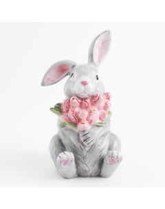 Статуэтка 23 см керамика серая Кролик с тюльпанами Pure Easter Kuchenland