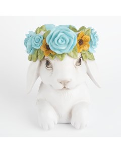 Ваза декоративная 22 см полирезин серая Кролик в венке Pure Easter Kuchenland
