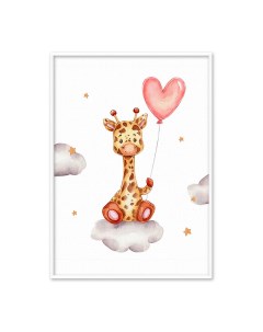 Постер в рамке Жираф с шариком 50х70 см Дом корлеоне