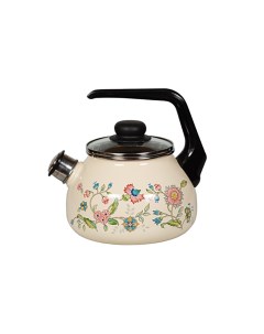 Чайник для плиты со свистком Луговые цветы эмалированный 2 л Стальэмаль
