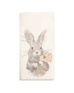 Салфетки бумажные 33x33 см 20 шт прямоугольные белые Кролик с цветами Easter gold Kuchenland