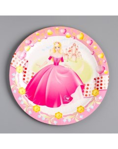 Тарелка одноразовая Принцесса ламинированная картон 18 см 100 шт Nobrand