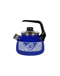 Чайник для плиты со свистком Вологодское кружево эмалированный 3 л Стальэмаль