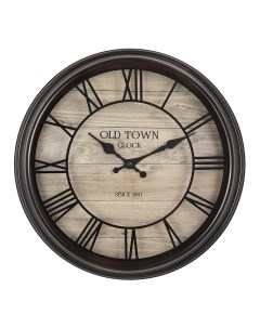 Часы настенные круглые Old town d30 см черные Troyka
