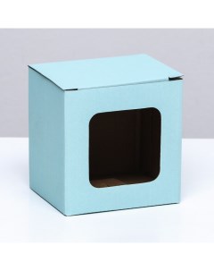 Коробка под кружку с окном голубая 12 х 9 5 х 12 см 10 шт Русэкспресс