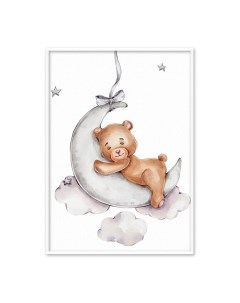 Постер в рамке Медвеженок на Луне 40х60 см Дом корлеоне