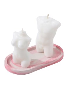 Набор свечей на подставке Мужчина и женщина бело розовая подставка Богатство аромата