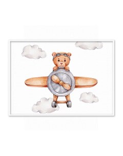Постер в рамке Медвеженок на самолете 30х40 см Дом корлеоне