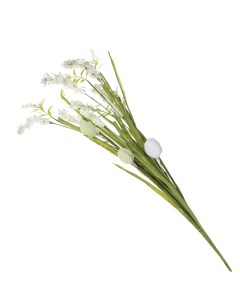 Ветка декоративная 59 см пластик сталь Белые цветы Easter blooming decor Kuchenland